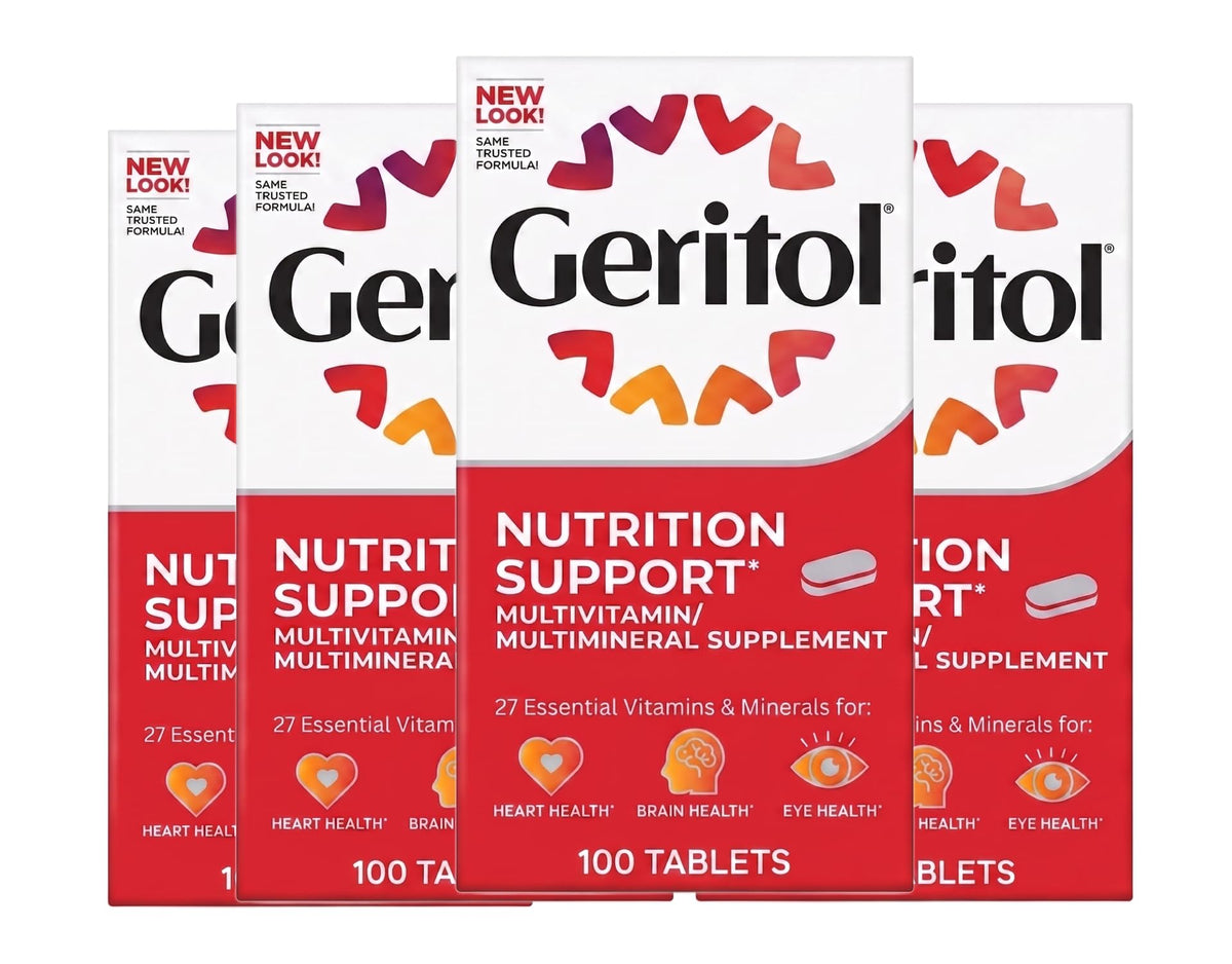 Geritol frasco frontal mostrando diseño y cantidad de tabletas como referencia de compra