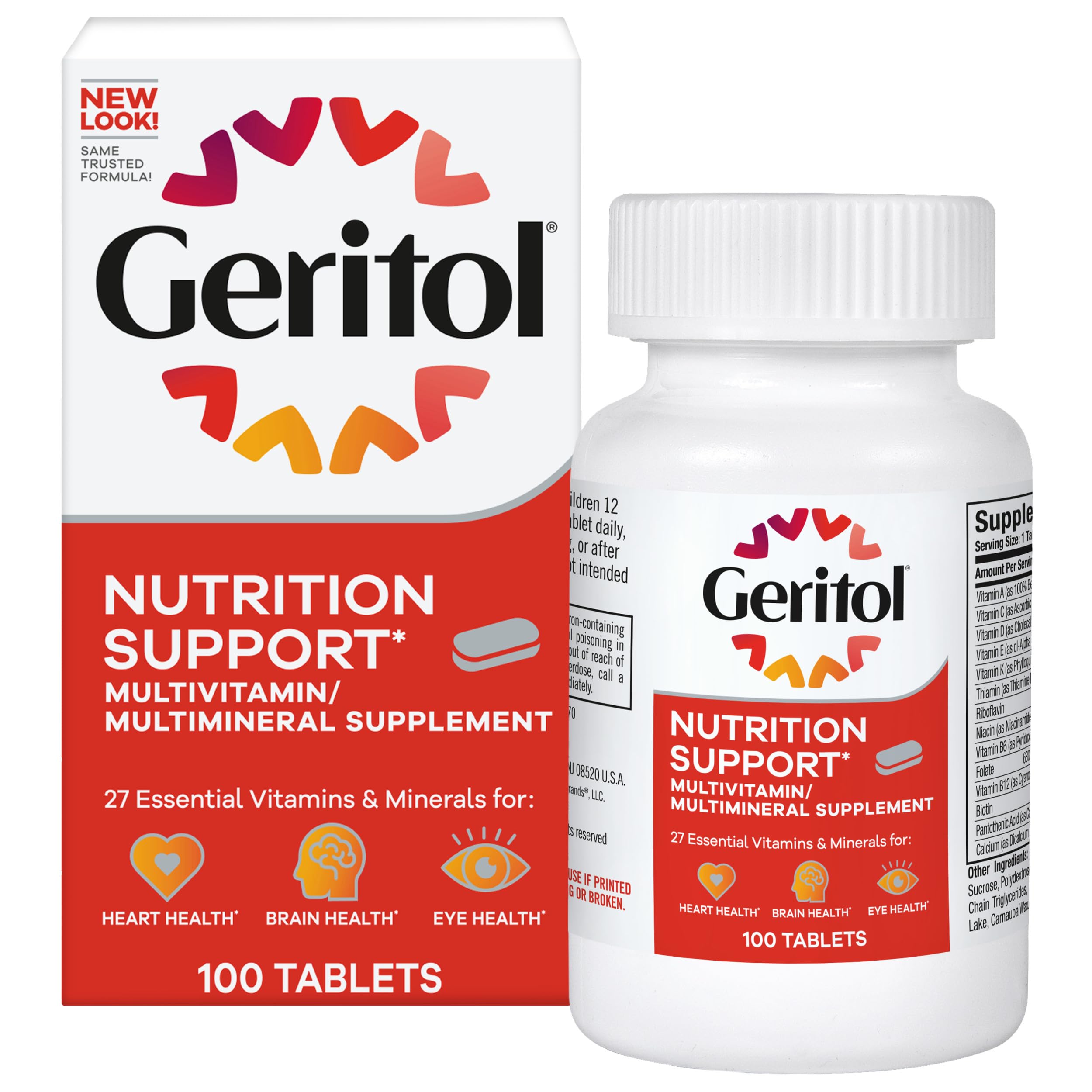 Geritol frente del envase mostrando nombre y concentración, claridad en elección