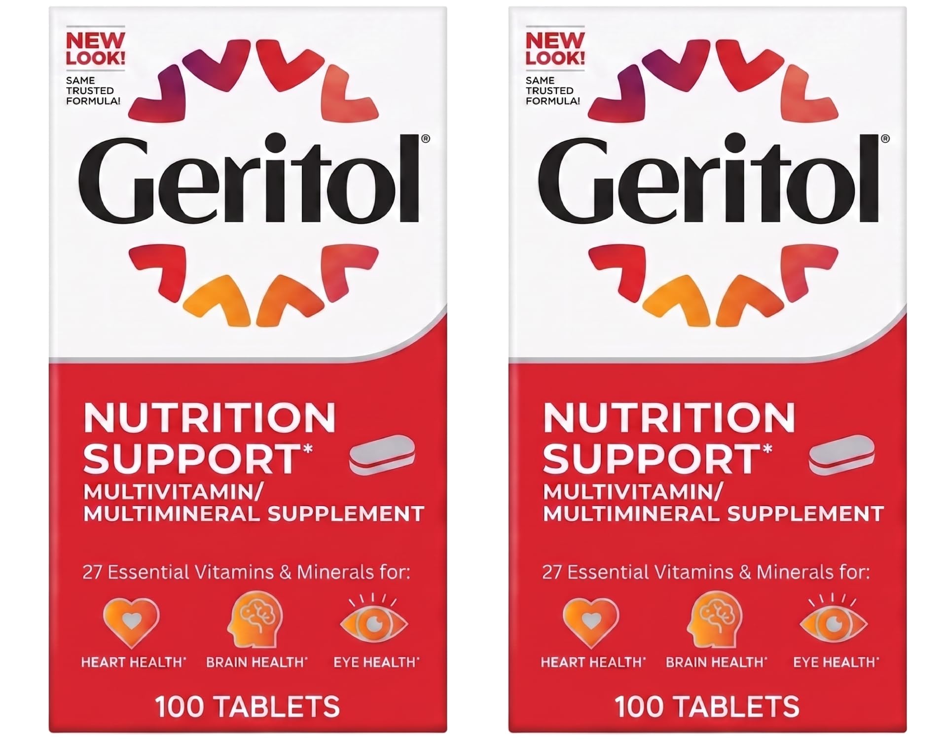 Geritol envase frontal del pack de 100 tabletas mostrando marca y presentación