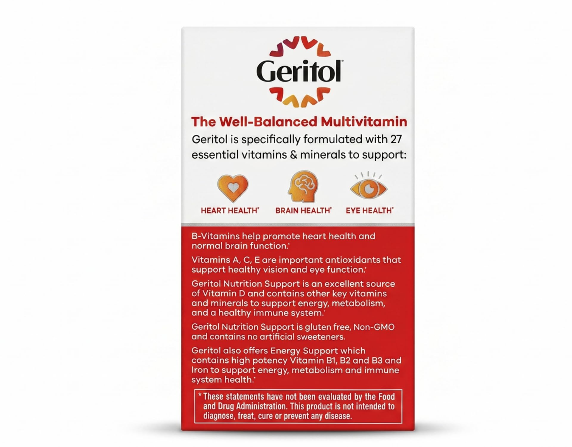 Geritol tabletas en mano para comparar escala y facilidad de consumo