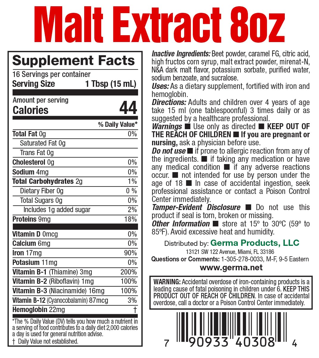 Germa etiqueta con ingredientes mostrando calidad y transparencia