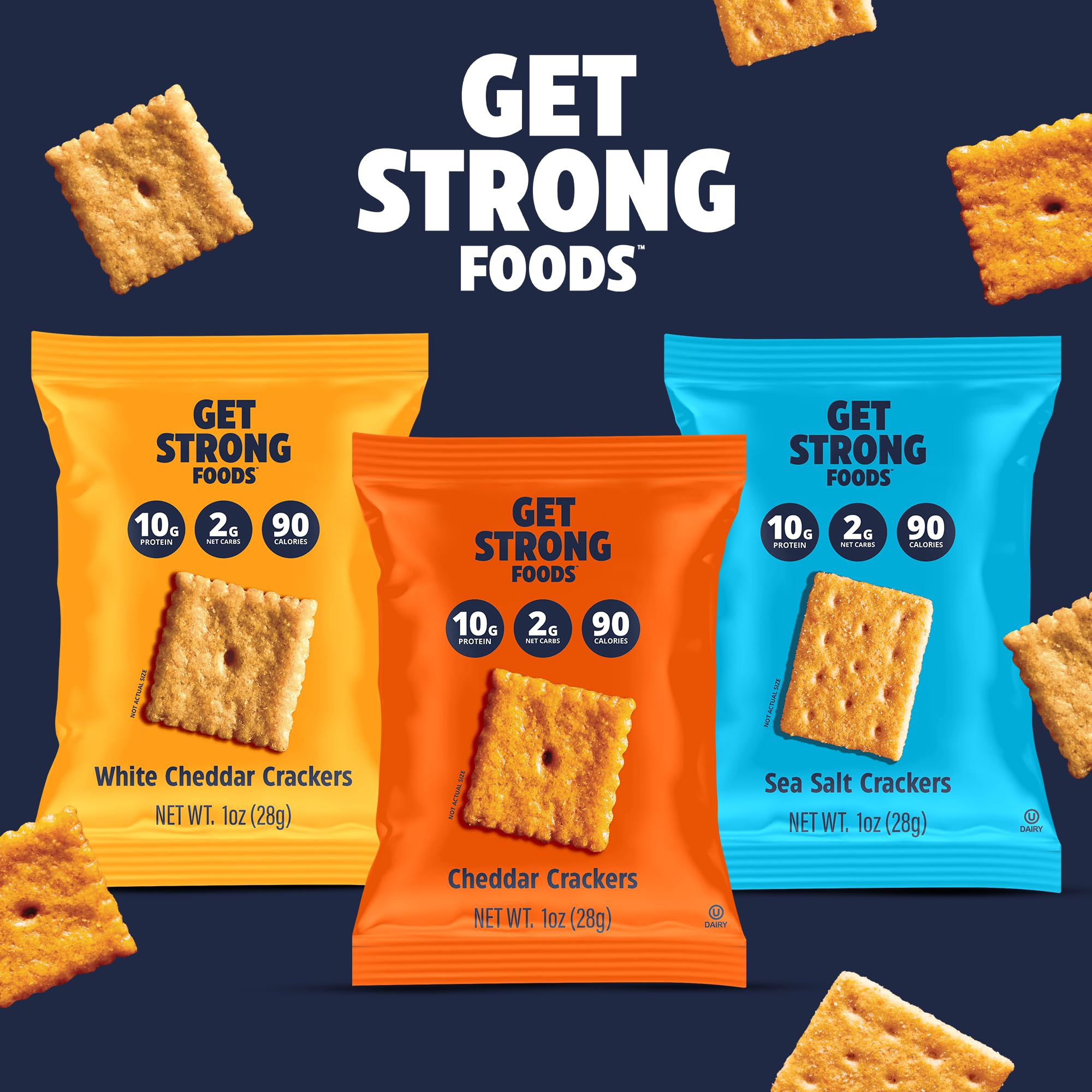 Get Strong Foods snack en mesa de desayuno como alternativa baja en calorías