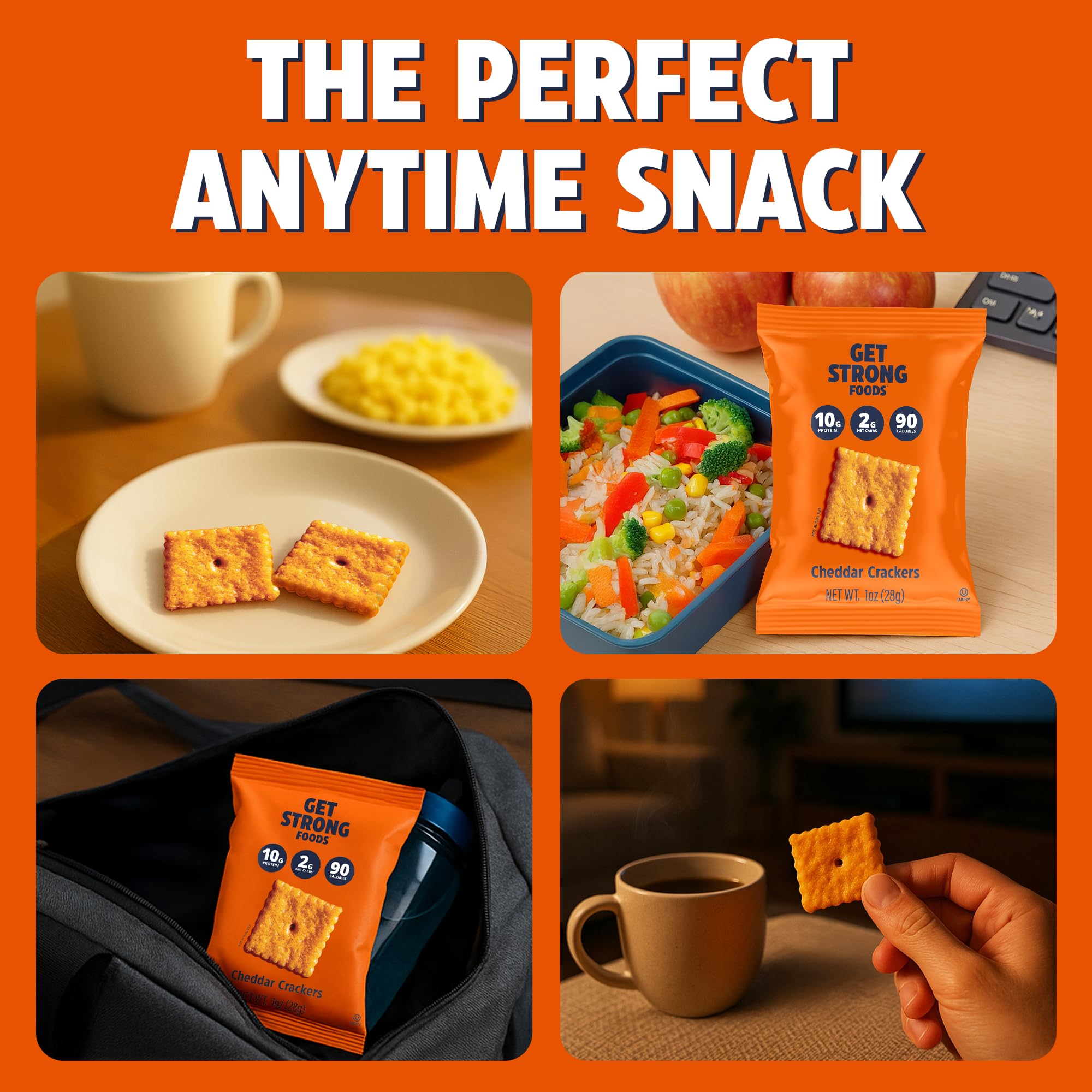 Get Strong Foods detalle del queso cheddar real intensificando sabor