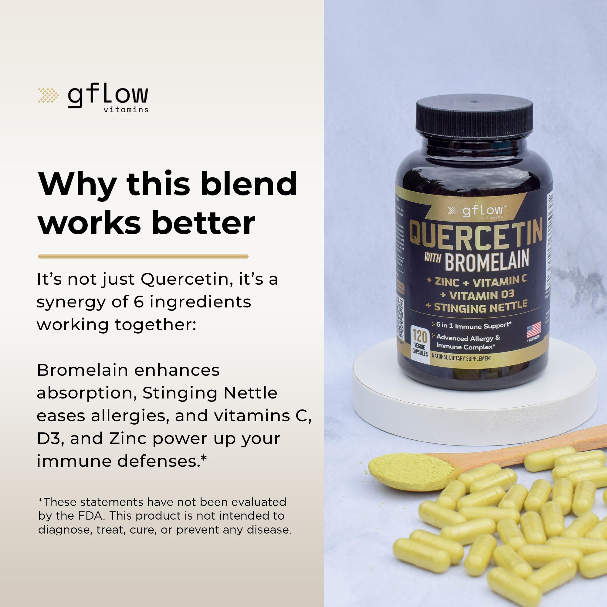 gflow vitamins ingredientes foco en ortiga y quercetina para soporte vegetal