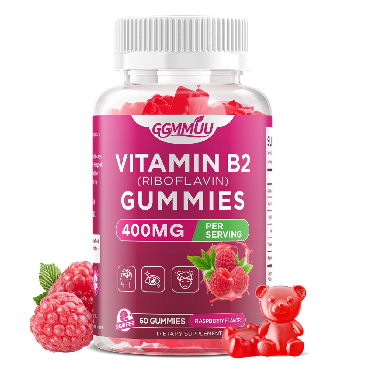 GGMMUU frontal del envase mostrando gominolas y beneficios visibles