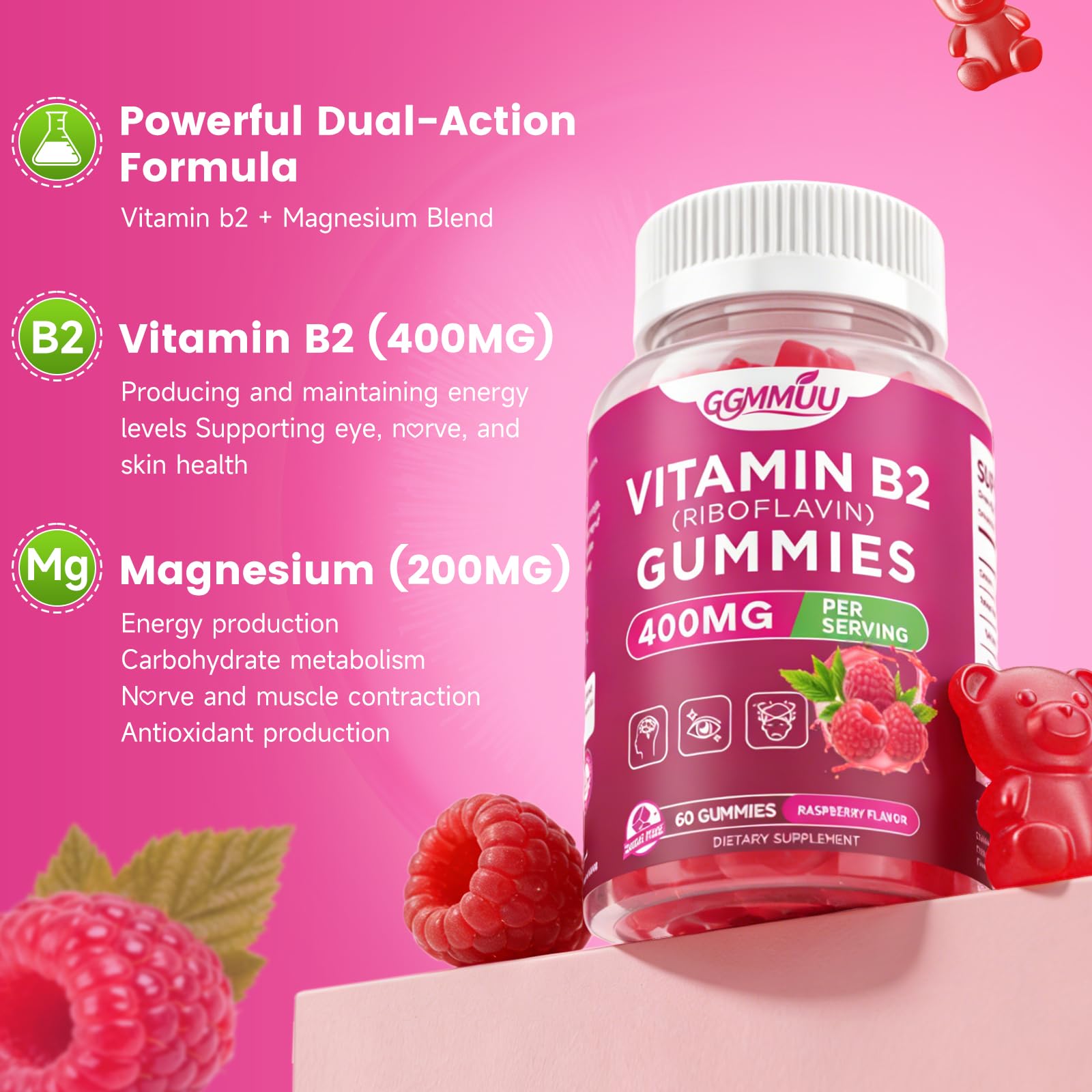 GGMMUU gominola en la mano lista para consumir, opción sin pastillas