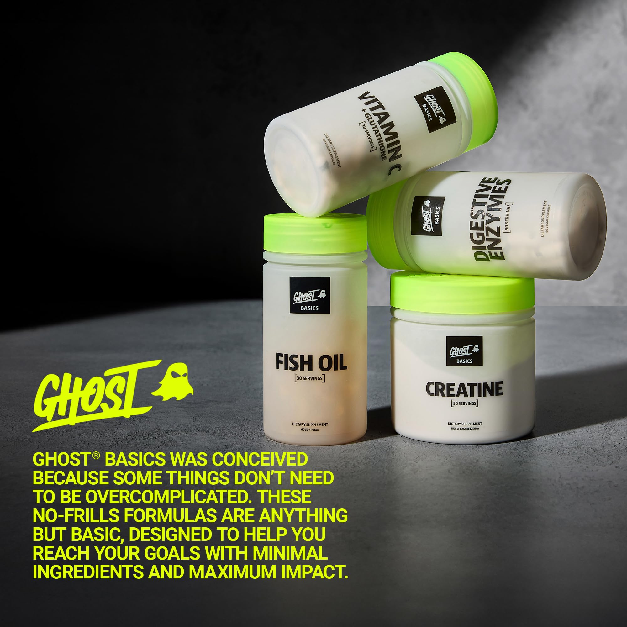 GHOST cápsulas sobre mesa en cocina para ilustrar uso cotidiano y conveniencia