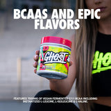 GHOST textura del polvo Lemon Crush cercana, mezcla uniforme y sin grumos