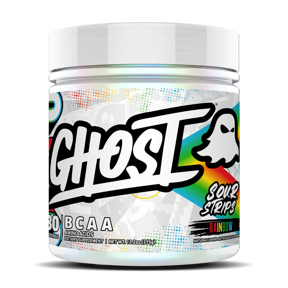 GHOST empaque frontal mostrando 30 porciones y beneficios claros