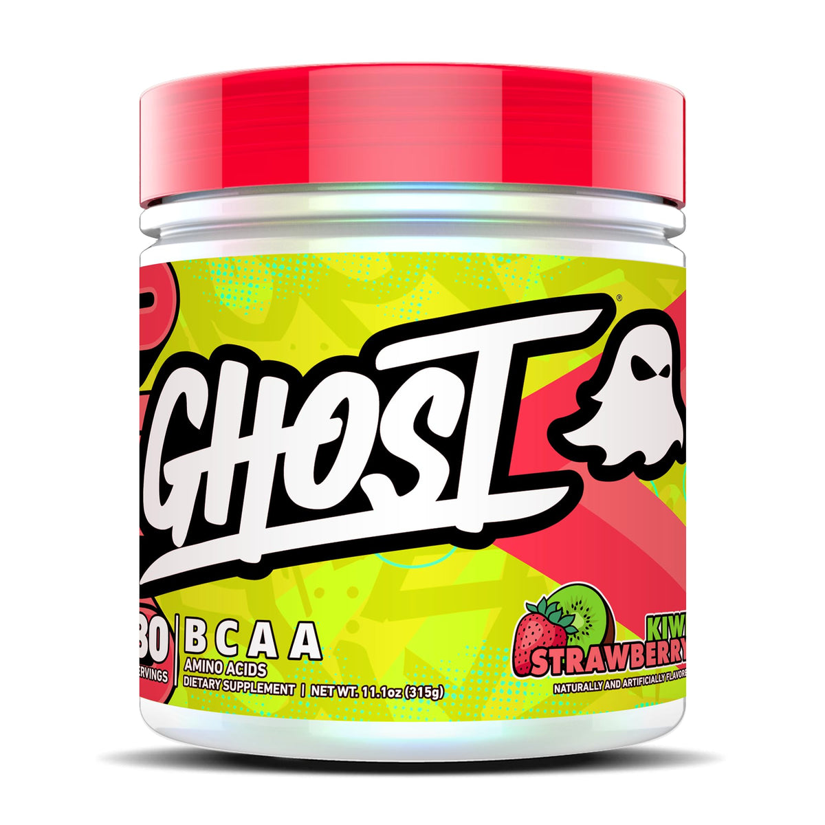 GHOST bote frontal del sabor Kiwi Strawberry con diseño visible y atractivo