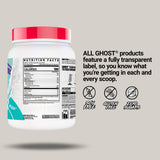Comparación de envase GHOST junto a una mano para ver escala del producto
