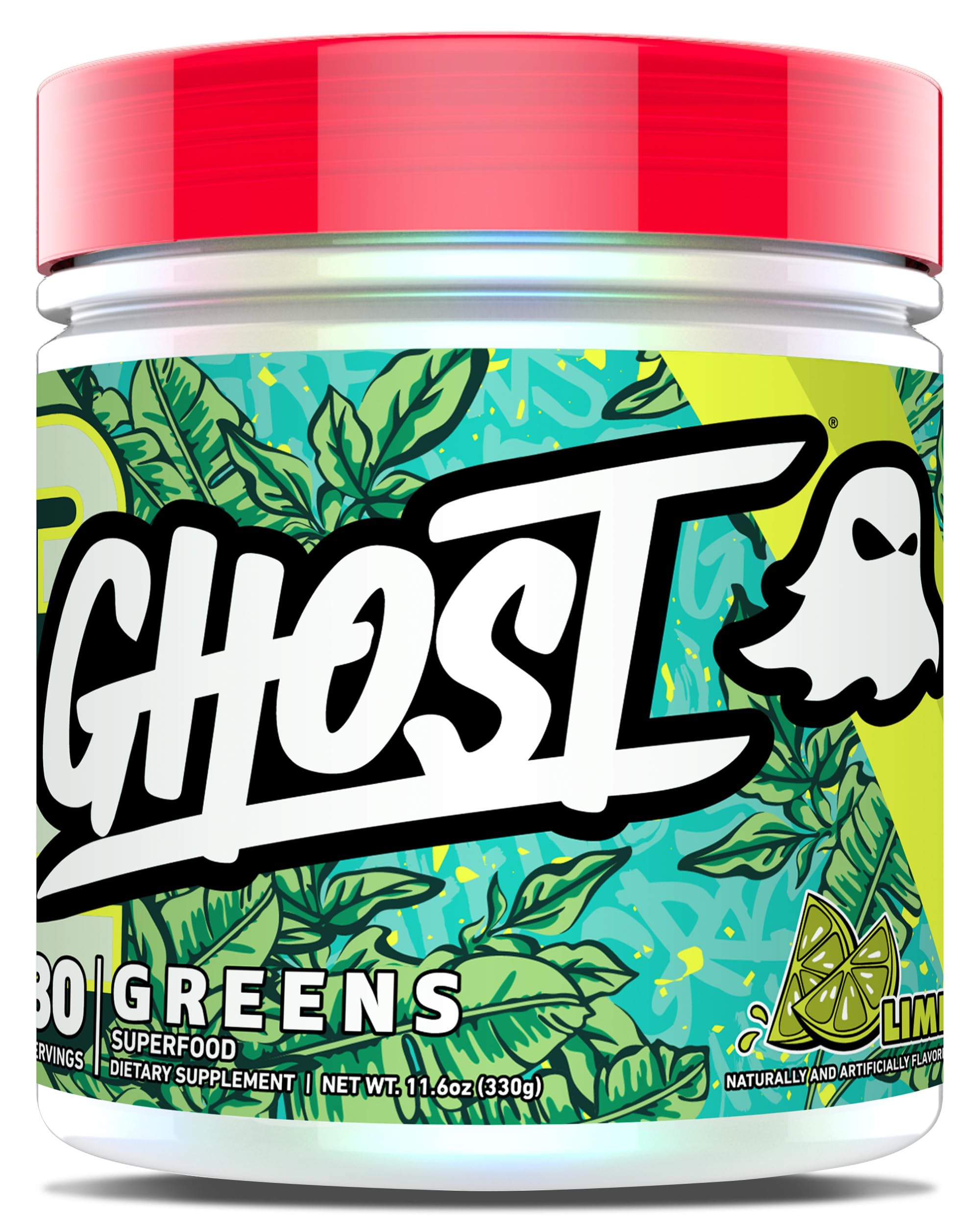 GHOST frasco frontal lime mostrando la marca y tamaño de 30 servicios