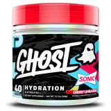 GHOST bote frontal con sabor Sonic Cherry Limeade y etiqueta visible para identificación rápida