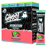 GHOST frontal del paquete mostrando sabor kiwi fresa y beneficio hidratación rápida