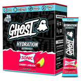 GHOST paquete frontal con 24 sobres Sonic Cherry Limeade, práctico y portátil