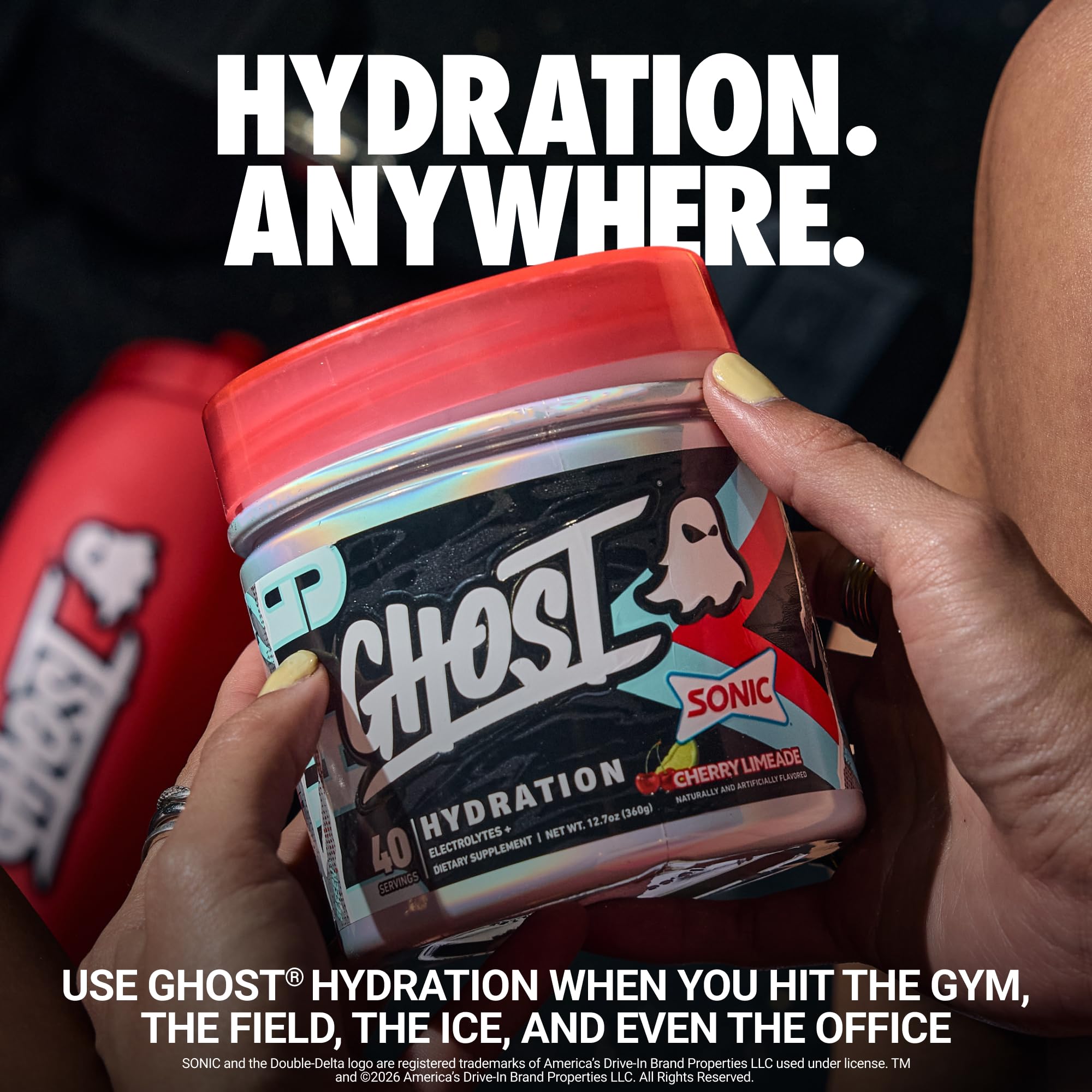 Detalle del polvo GHOST Hydration mostrando textura fina y mezcla sin grumos beneficiosa
