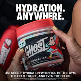 Detalle del polvo GHOST Hydration mostrando textura fina y mezcla sin grumos beneficiosa