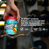 GHOST envase junto a mano para comparar tamaño y facilidad de transporte