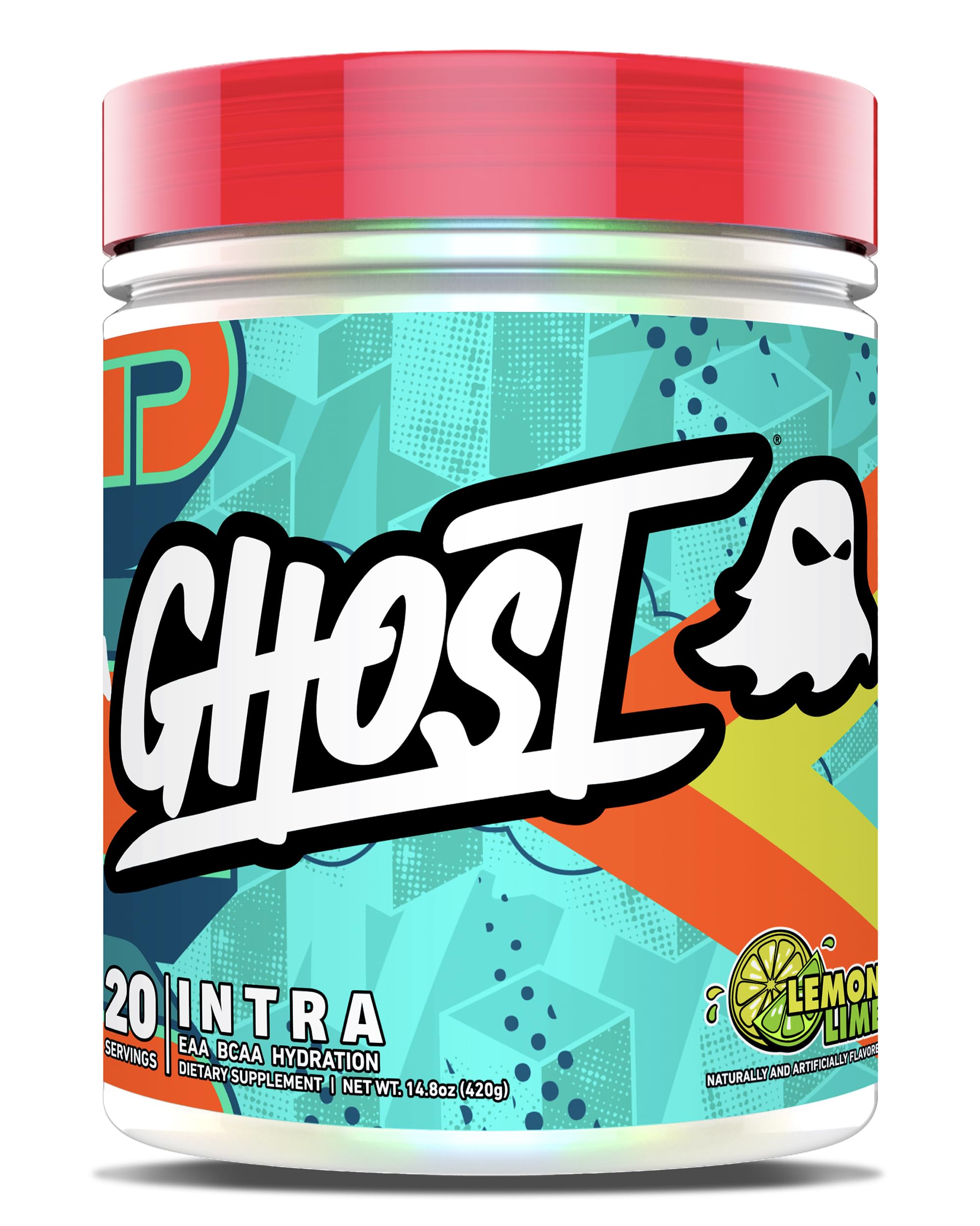 GHOST envase frontal con sabor limón lima y beneficios energéticos