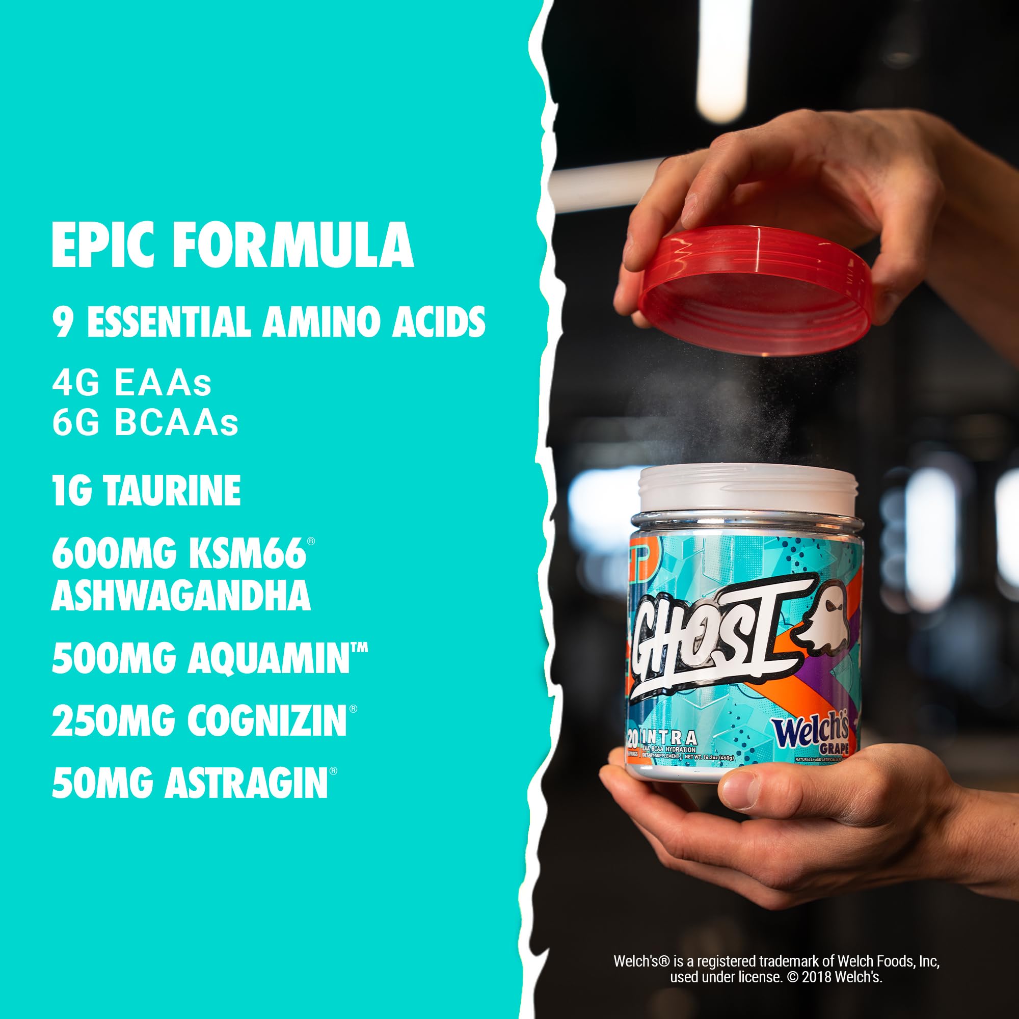GHOST batido en vaso durante entrenamiento para hidratación continua