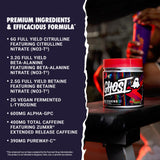 GHOST cucharada con polvo ilustra dosis de 1 scoop por servicio y control