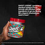 GHOST uso en gimnasio antes de entrenar, energía y enfoque visualizados