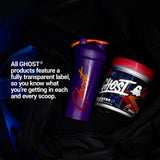GHOST etiqueta transparente detallando dosis completas de ingredientes