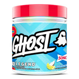 GHOST envase frontal Sonic Ocean Water mostrando diseño y beneficios visibles