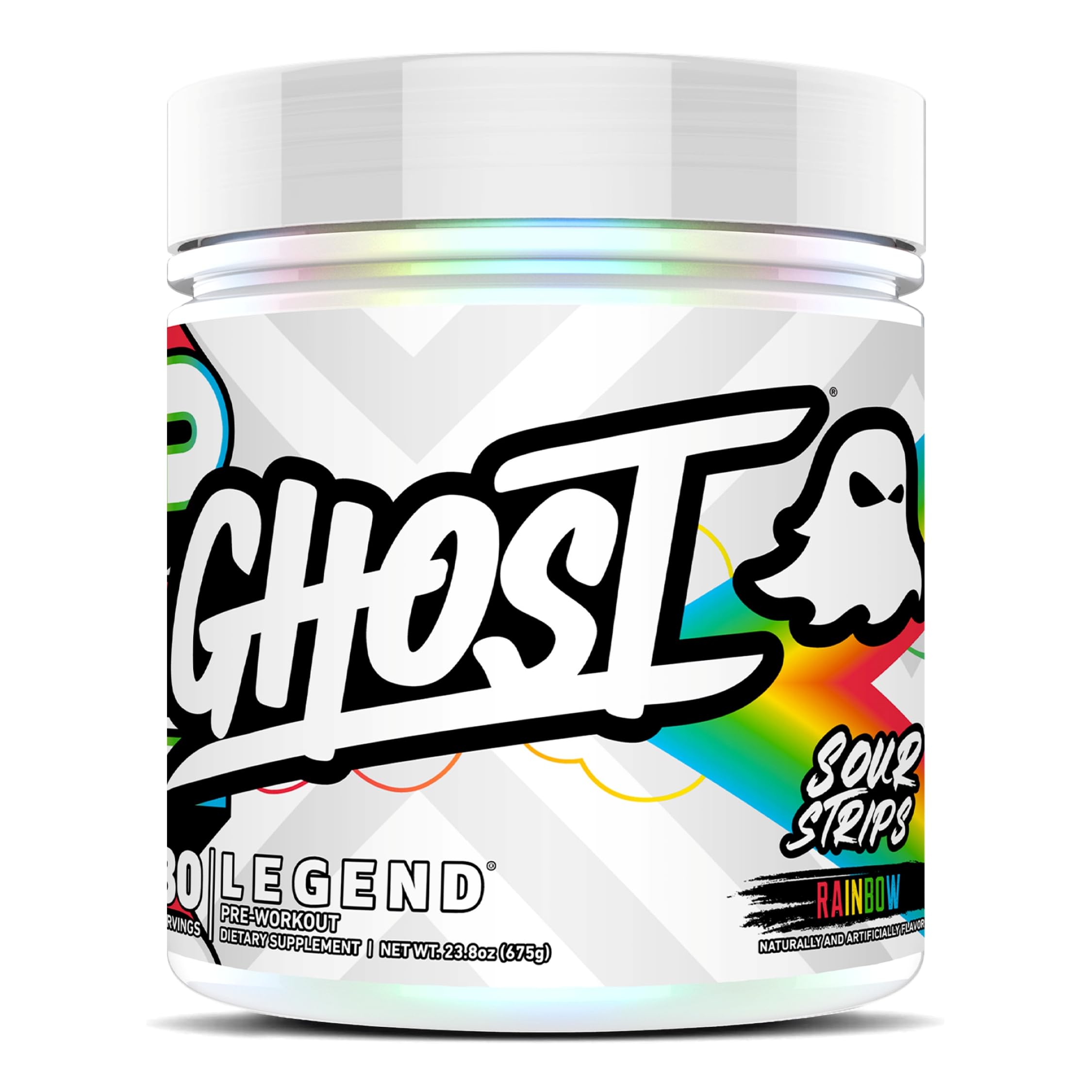 GHOST envase frontal con sabor Sour Strips mostrando 30 servicios y etiquetado
