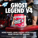 GHOST Legend textura del polvo espresso mostrando mezcla fina y fácil disolución