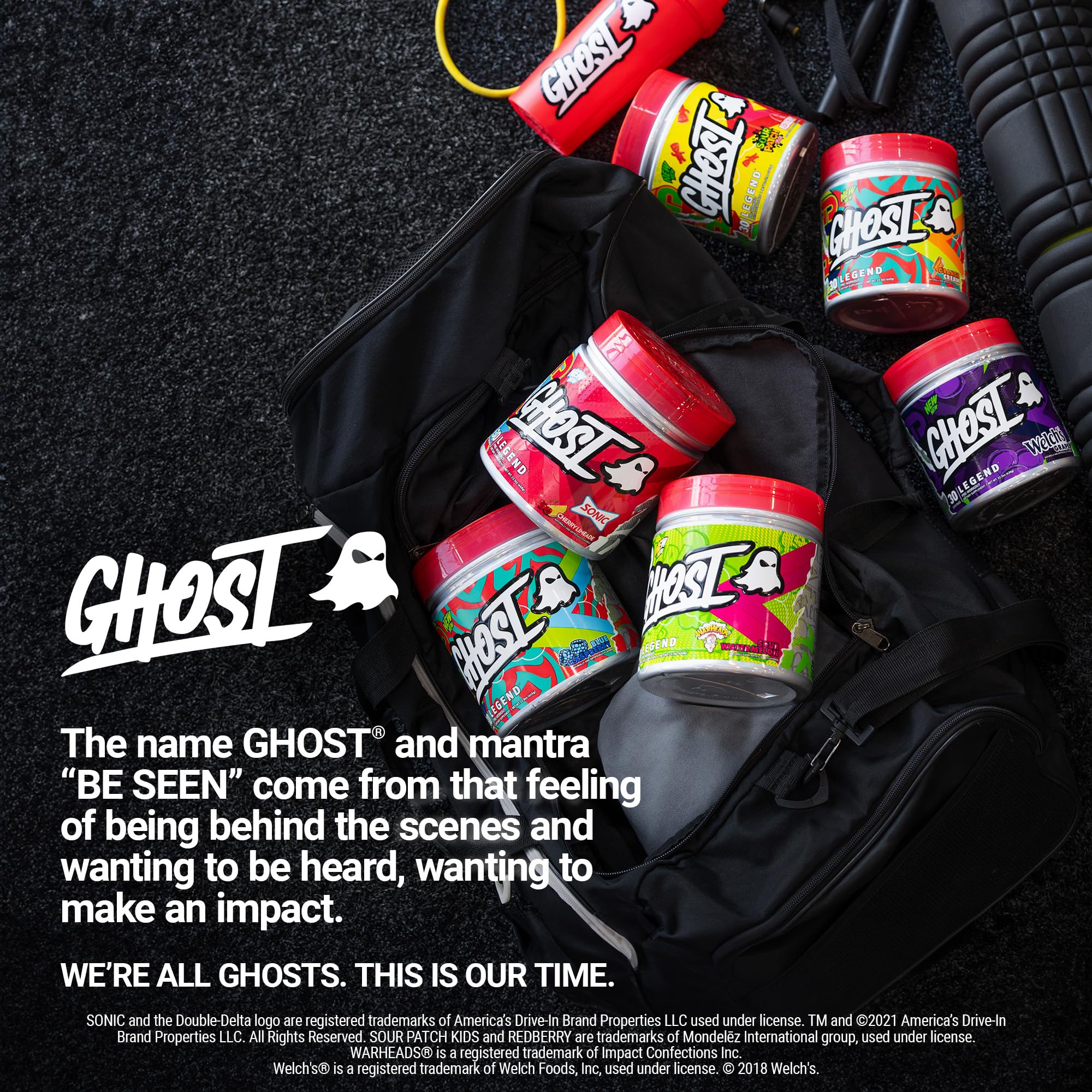 GHOST Legend uso deportivo pre-entreno en gimnasio para mejorar enfoque