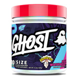 GHOST tamaño frontal del envase mostrando sabor Warheads Sour Watermelon y 30 servicios