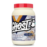 GHOST tub frontal Cinnabon mostrando etiqueta transparente y beneficio de 25g proteína