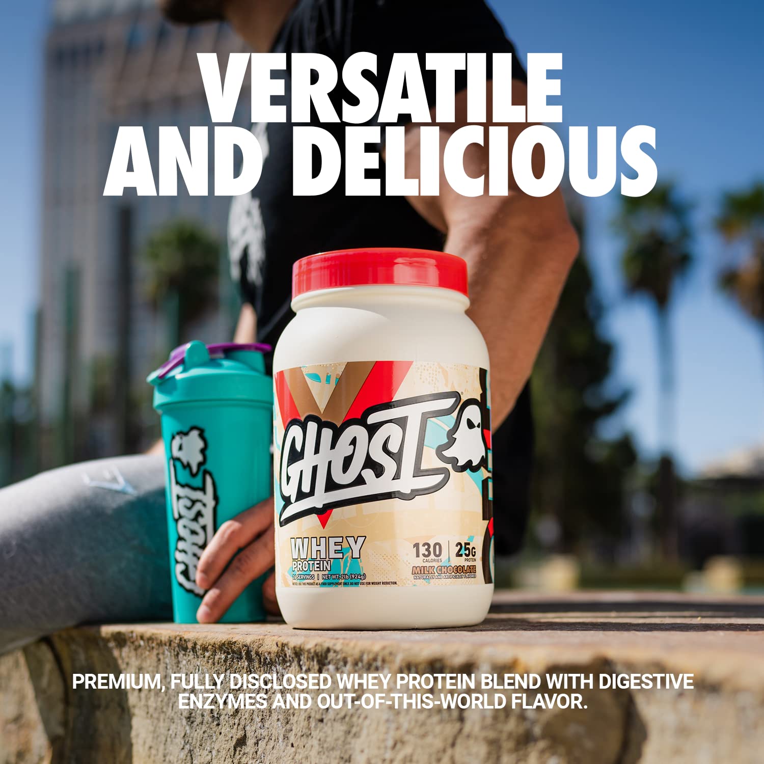 GHOST textura del polvo chocolate con leche, mezcla suave y sin grumos