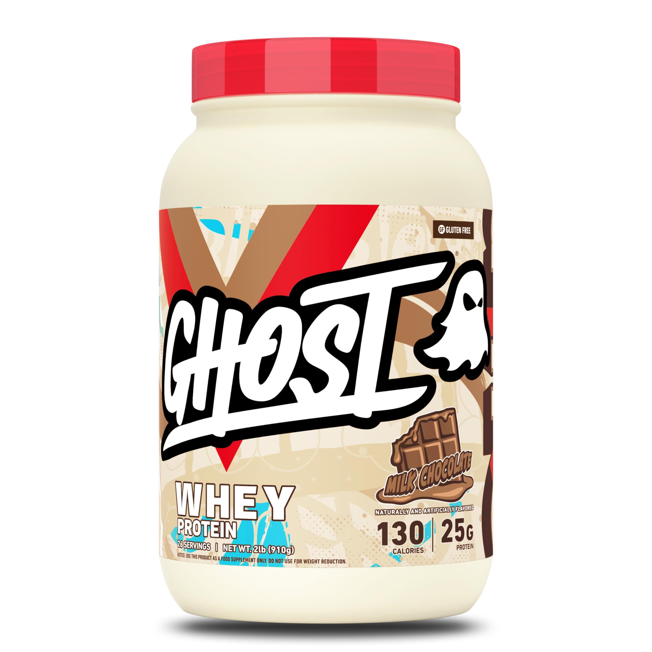 GHOST envase frontal 2 lb con diseño y cantidad de porciones visible