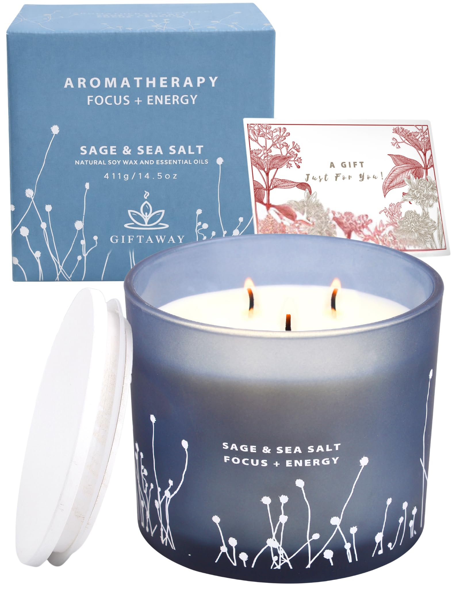 GIFTAWAY vela encendida en sala creando ambiente relajante y purificador