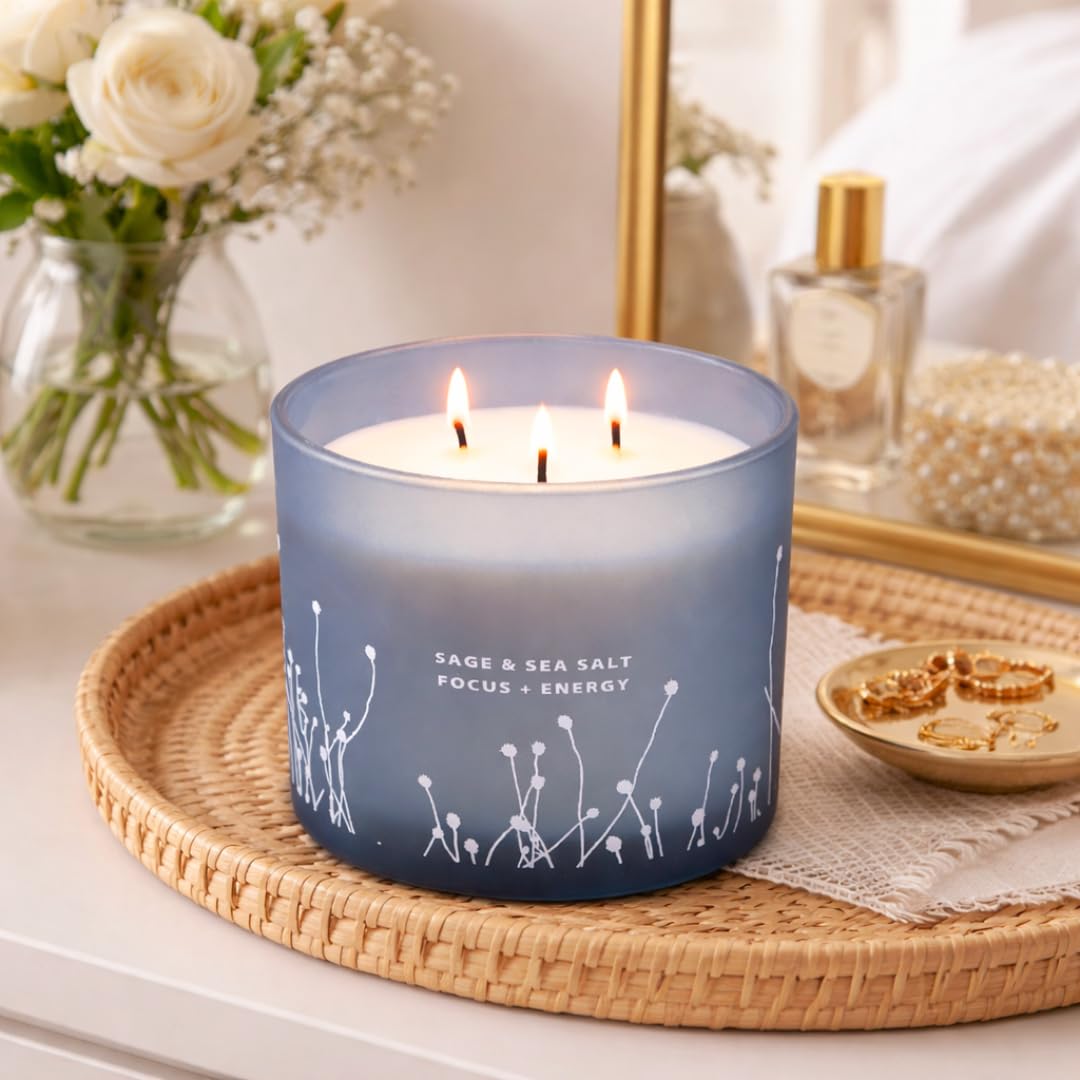 GIFTAWAY frasco azul con diente de león plateado como adorno decorativo