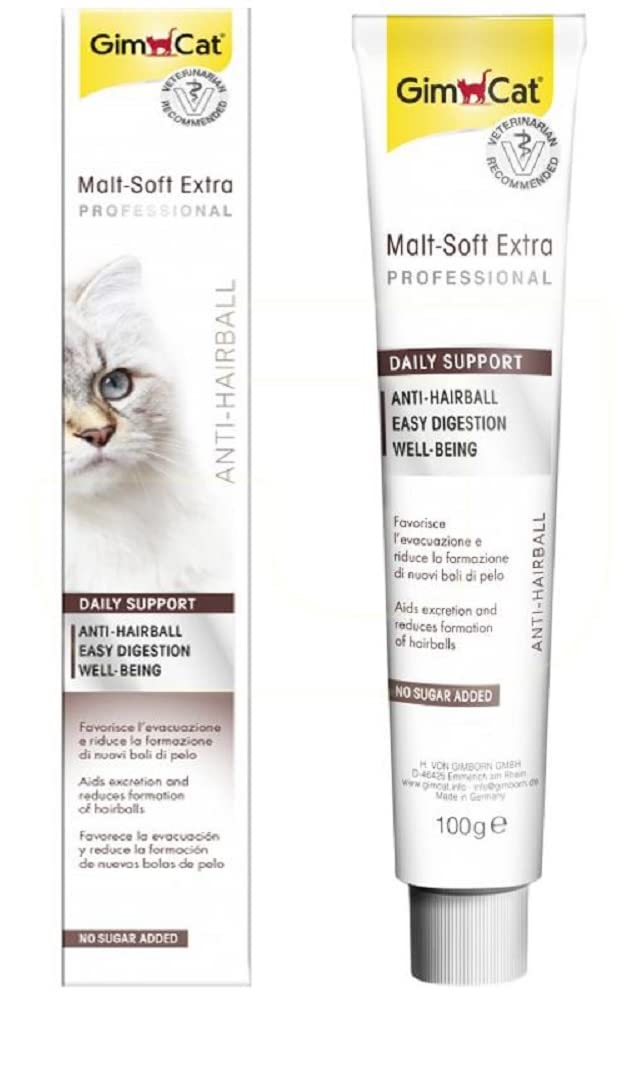 GimCat tubo frontal mostrando etiqueta y volumen, fácil identificación y almacenamiento