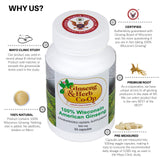 GINSENG & HERB CO-OP cápsulas 500 mg en vista superior para dosificación clara