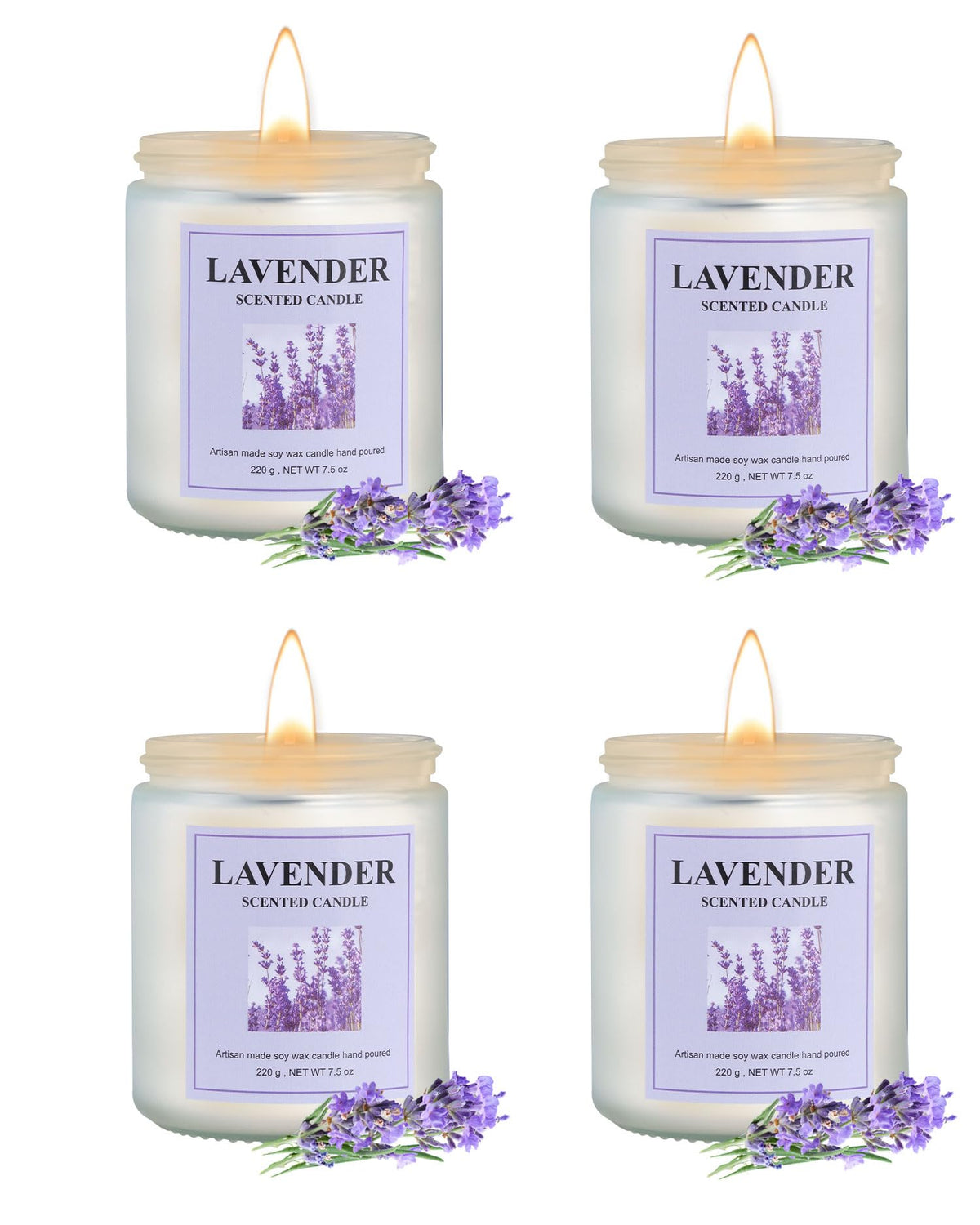 GITRANG vela lavanda frente en frasco opalizado muestra decoración