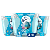 Glade frontal del empaque mostrando aroma aqua waves y conteo triple