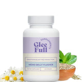 GleeFull Meno Belly Flusher cápsula en zoom mostrando textura y aspecto de calidad probada