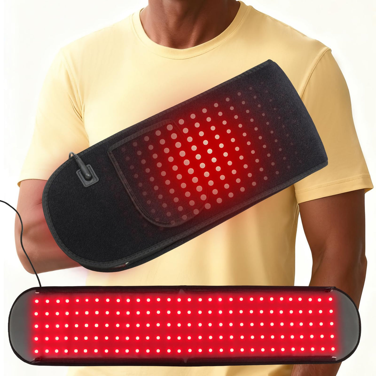 Glentaxy guante frontal mostrando 150 LEDs y cobertura total para manos