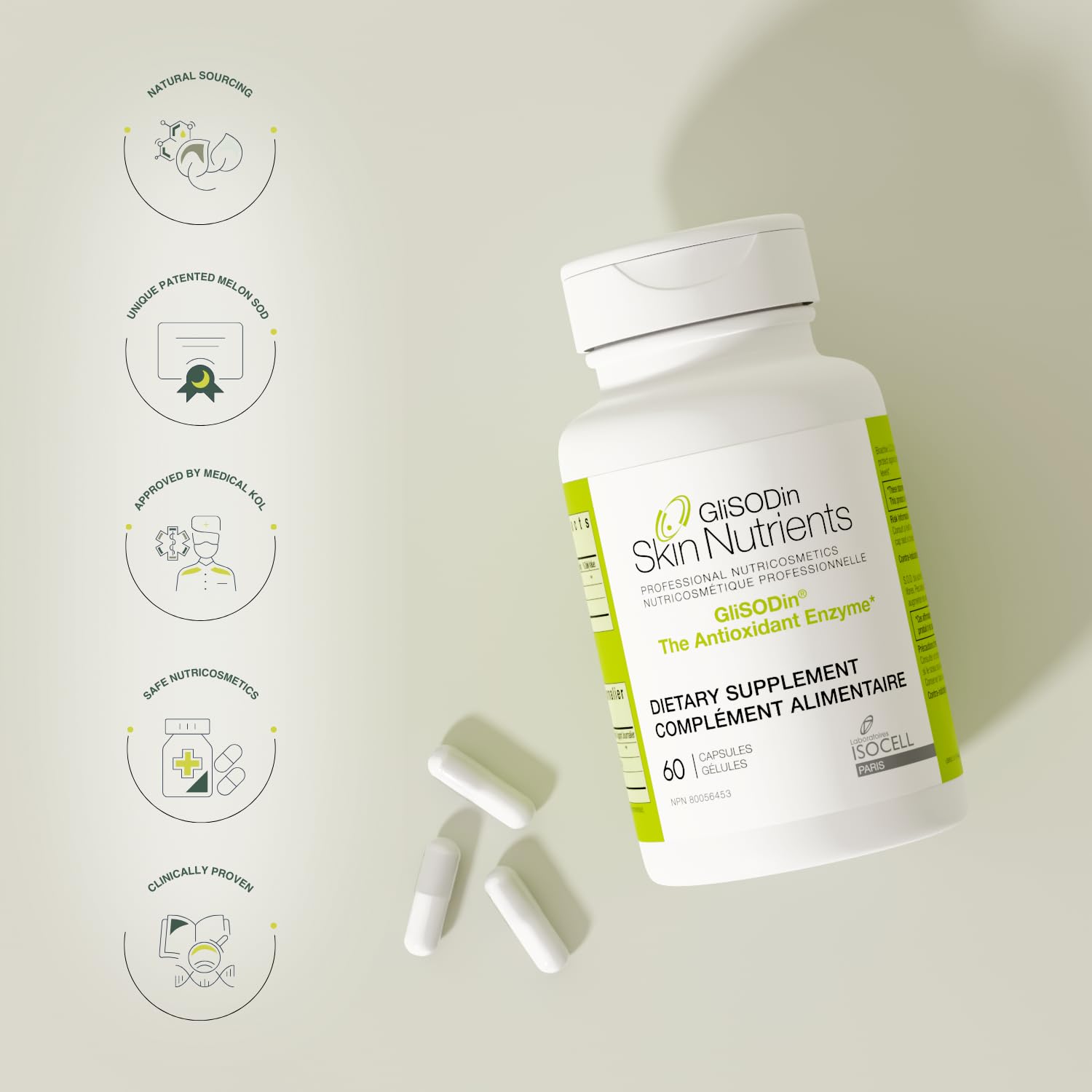 GliSODin etiqueta detallada indicando ingredientes y calidad