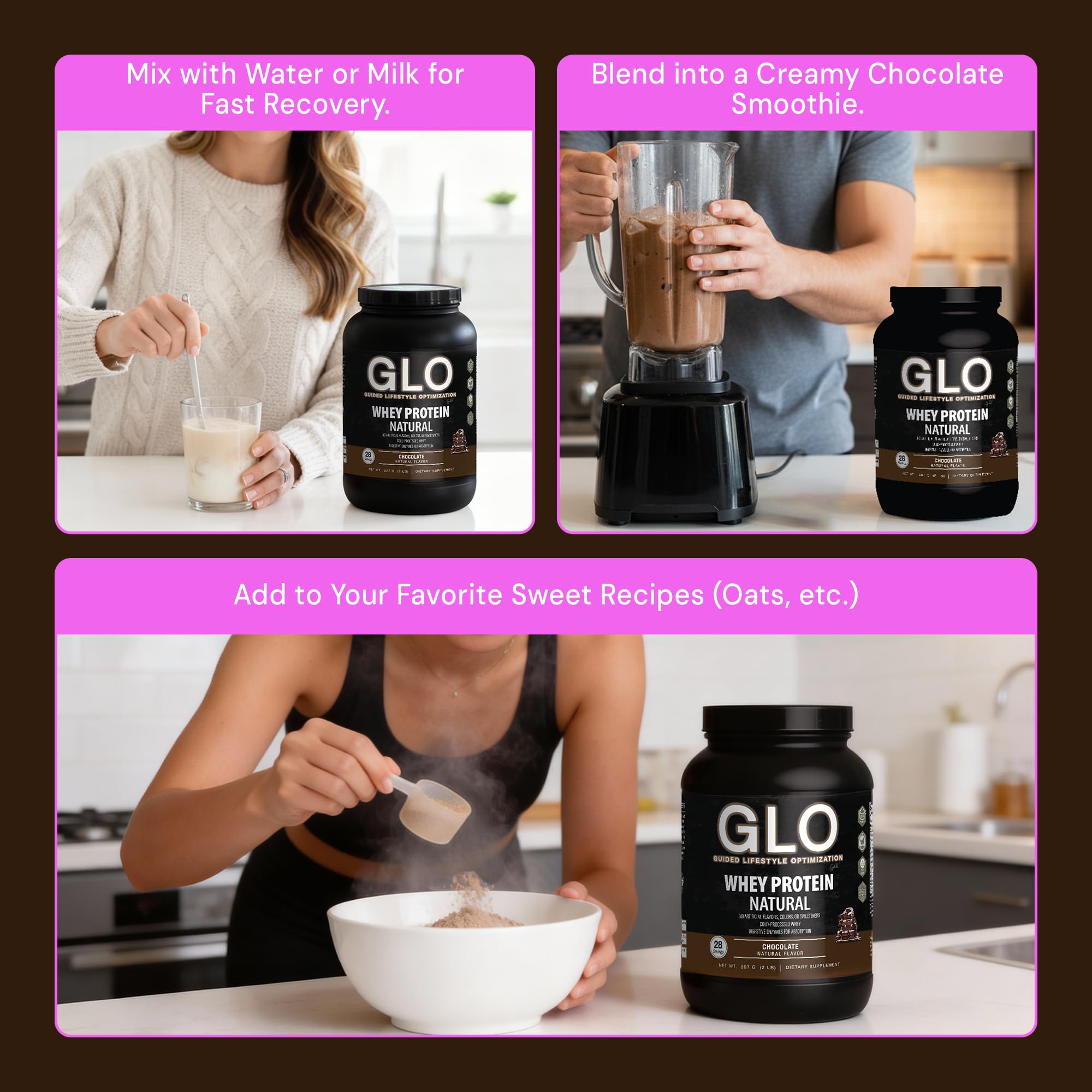 GLO detalle de la etiqueta nutricional con información de 24 g proteína