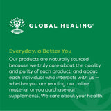 Global Healing Center etiqueta nutricional en primer plano, información transparente