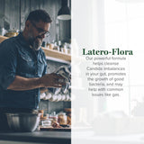 Global Healing Center cápsula Latero‑Flora vista cercana, muestra la formulación