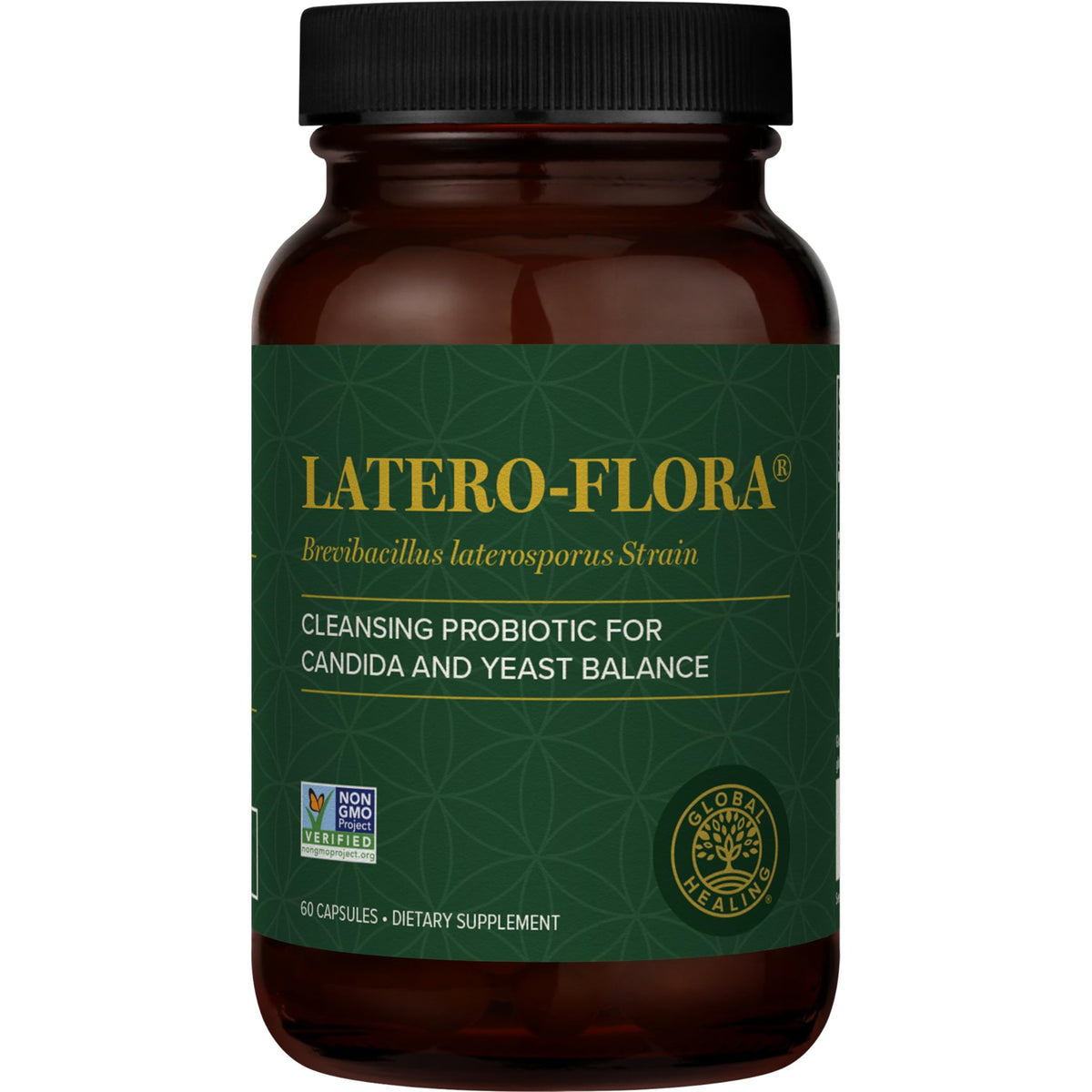 Global Healing Center envase Latero‑Flora frente, suplemento probiótico claro