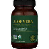 Global Healing Center frasco delantero de aloe vera orgánica mostrando etiqueta y concentración