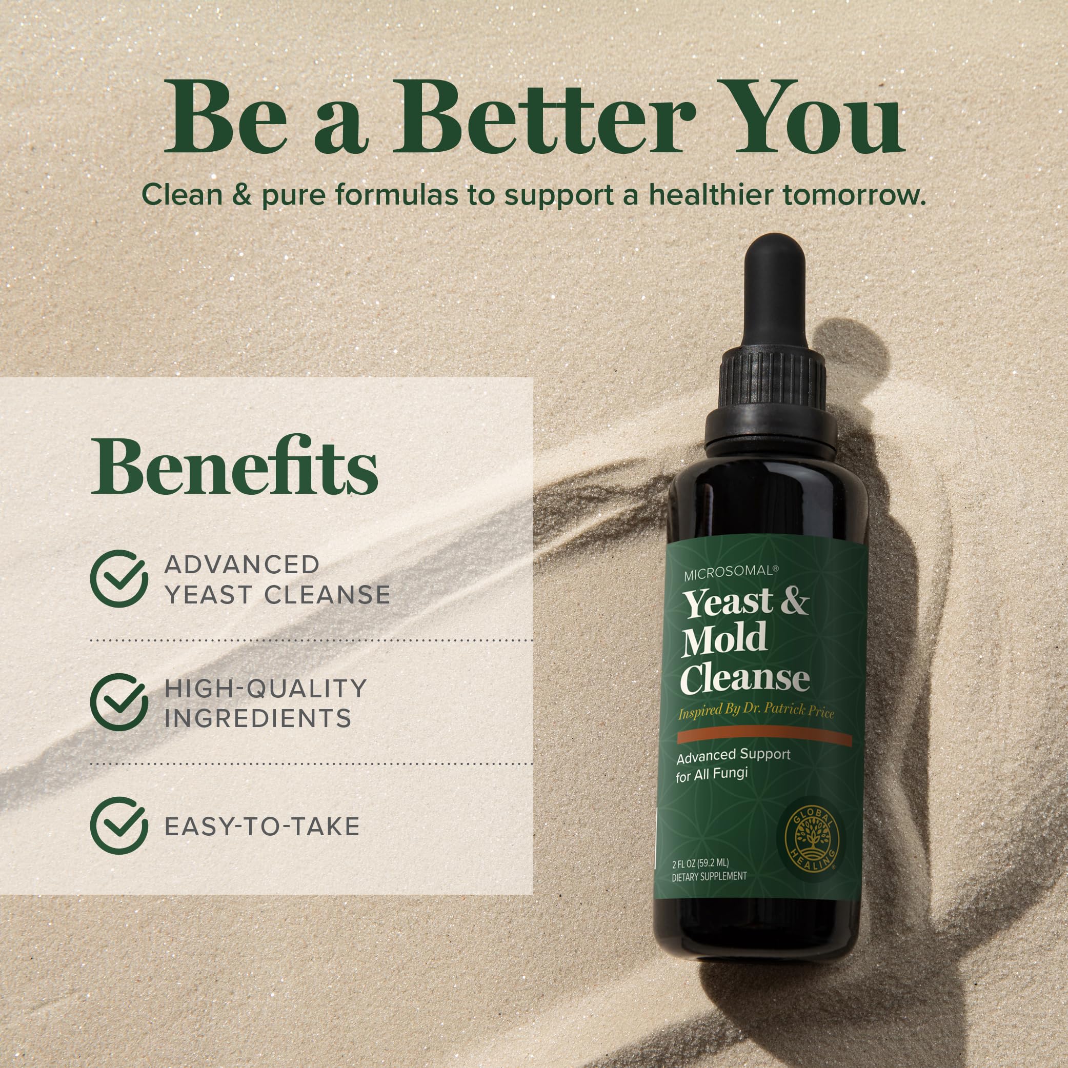 Global Healing Center etiqueta con ingredientes principales para ver contenidos clave